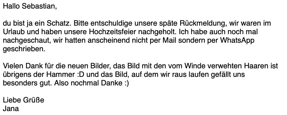 Nachricht von Jana: das Bild mit den vom Winde verwehten Haaren ist der Hammer